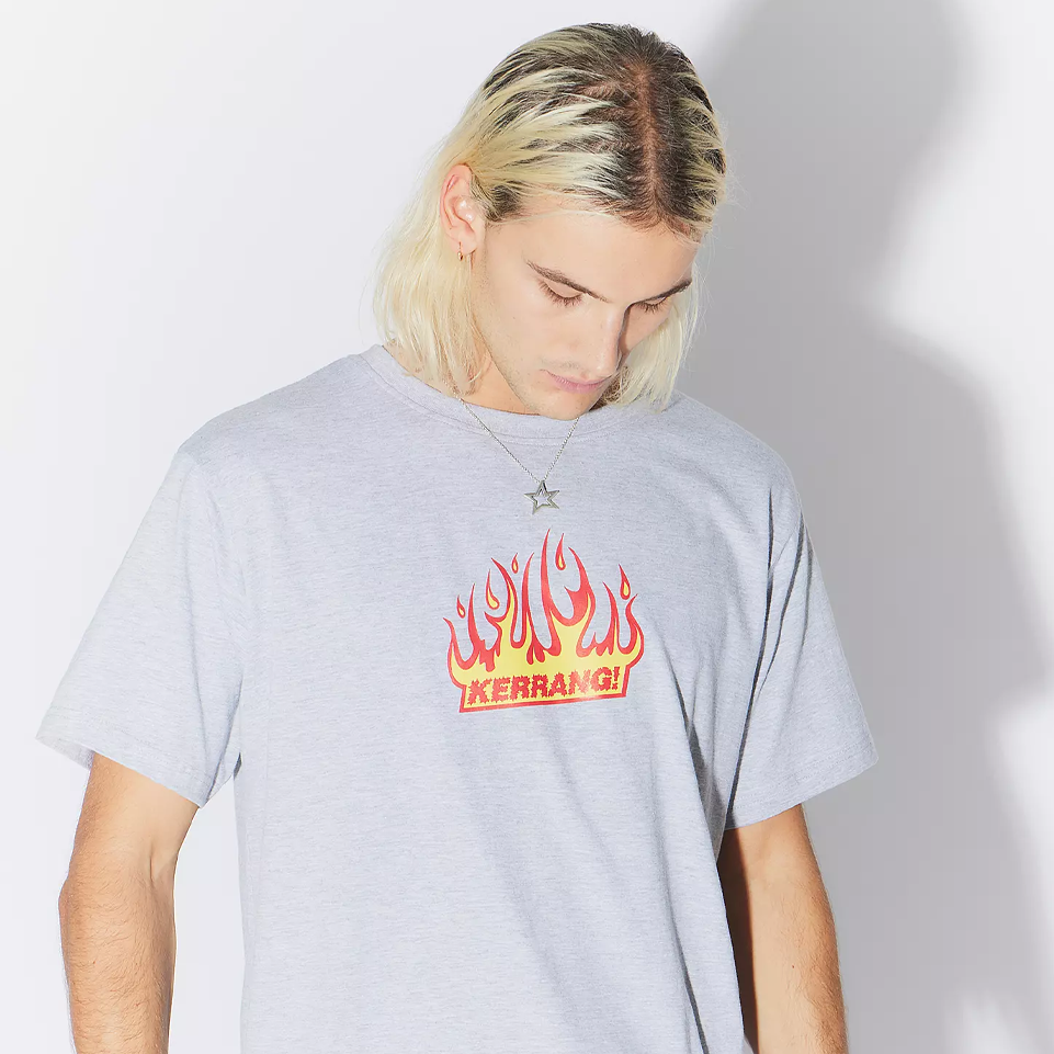 Flame T Shirt Grey Kerrang